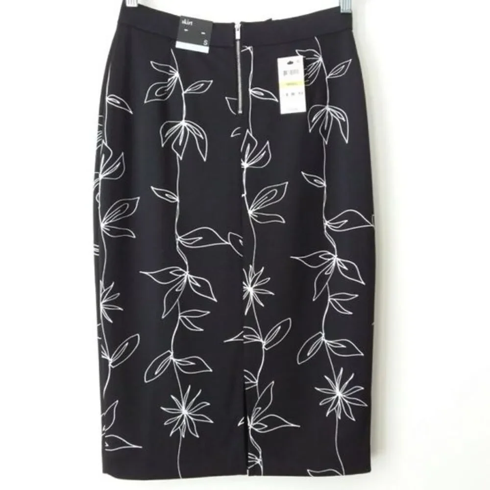 Alfani Floral Midi Skirt Black S